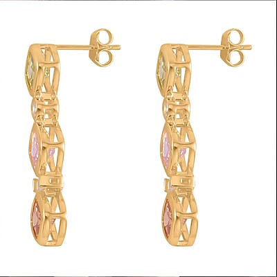 Simulated Multi Color Diamond Earrings in 14K Yellow Gold Over Sterling Silver 7.70 ctw