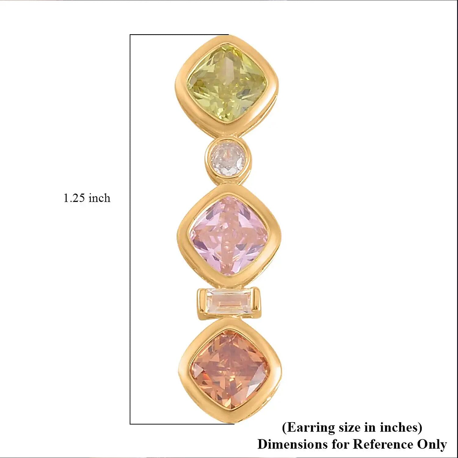 Simulated Multi Color Diamond Earrings in 14K Yellow Gold Over Sterling Silver 7.70 ctw
