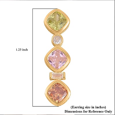 Simulated Multi Color Diamond Earrings in 14K Yellow Gold Over Sterling Silver 7.70 ctw