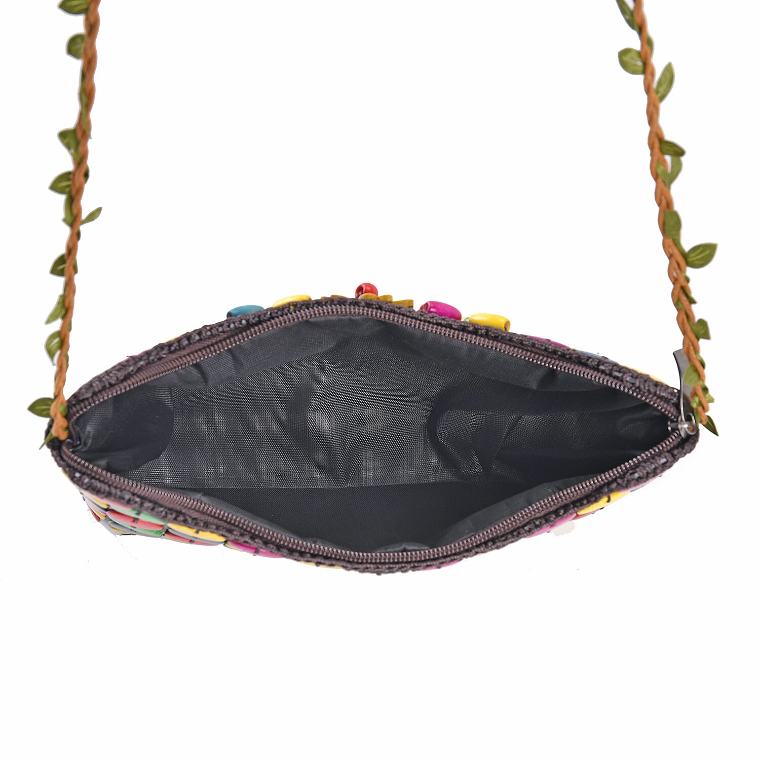 Multi Color Ethnic Style Handmade Coconut Shell Tote Bag with Shoulder Strap