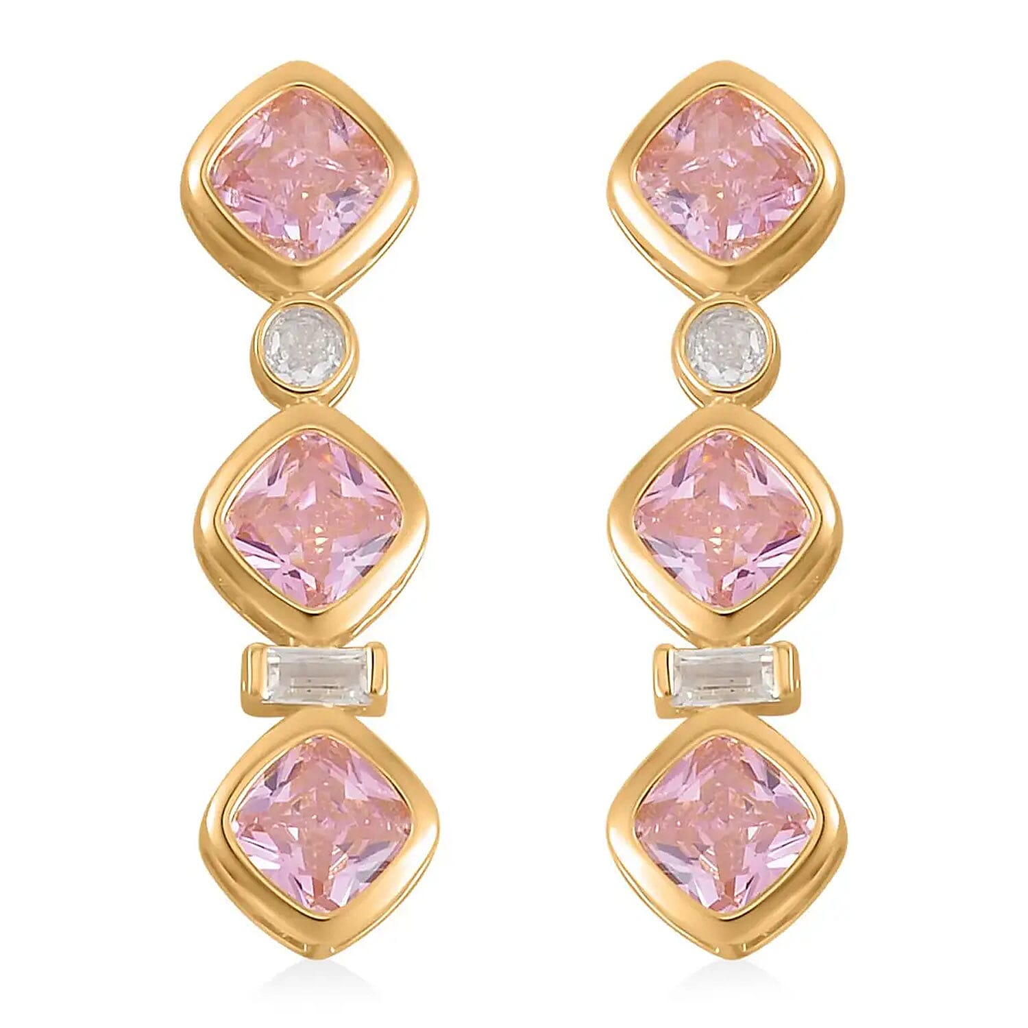 Simulated Diamond Dangle Earrings in Rhodium Over Sterling Silver 8.70 ctw