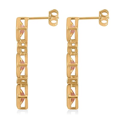 Simulated Pink and White Diamond Earrings in 14K Yellow Gold Over Sterling Silver 8.70 ctw