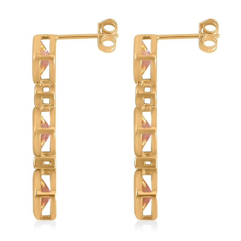 Simulated Pink and White Diamond Earrings in 14K Yellow Gold Over Sterling Silver 8.70 ctw