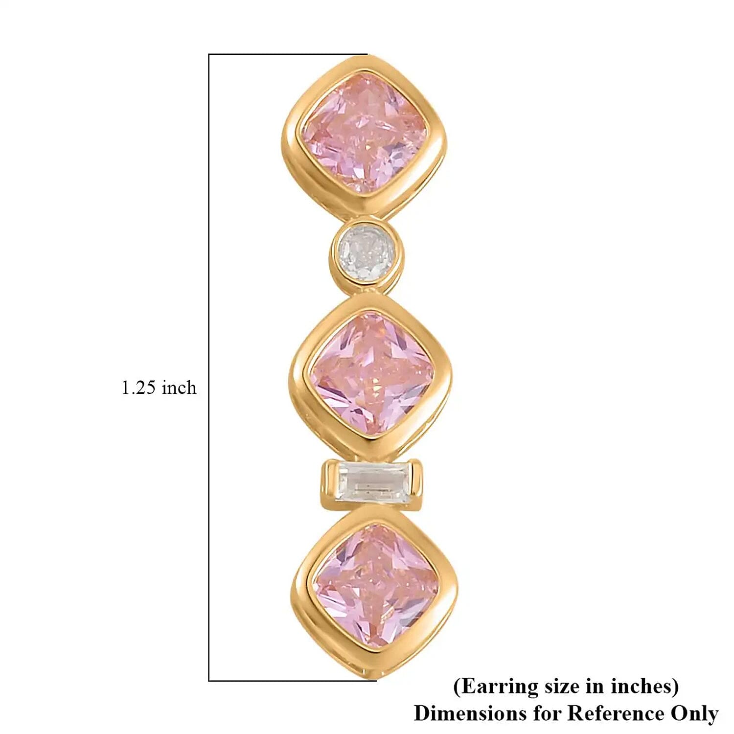 Simulated Pink and White Diamond Earrings in 14K Yellow Gold Over Sterling Silver 8.70 ctw