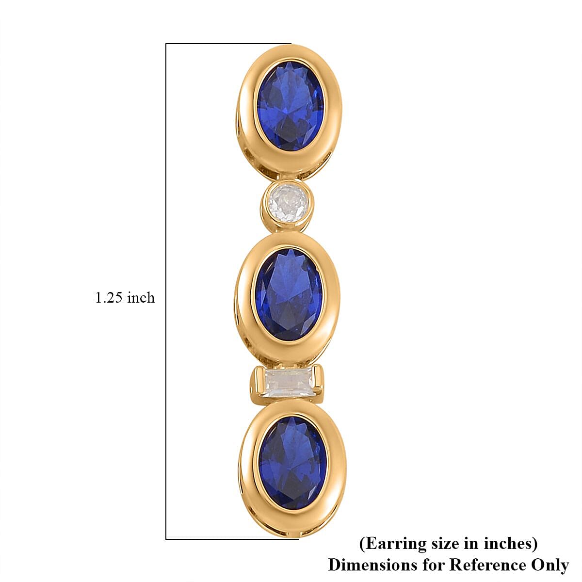 Simulated Blue and White Diamond Earrings in 14K Yellow Gold Over Sterling Silver 5.80 ctw