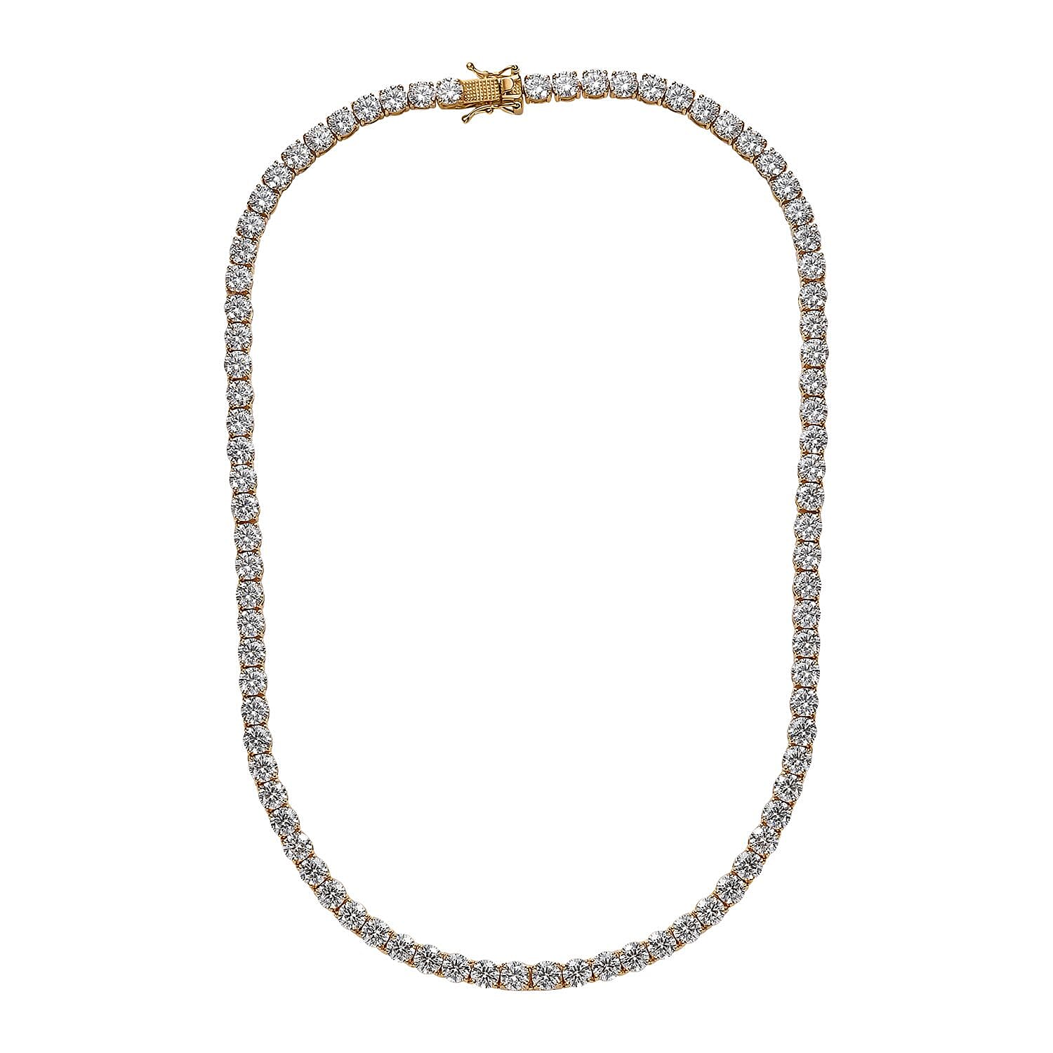 D'Joy 100 Facet Moissanite Tennis Necklace 18 Inches in Vermeil Yellow Gold Over Sterling Silver 35.85 ctw