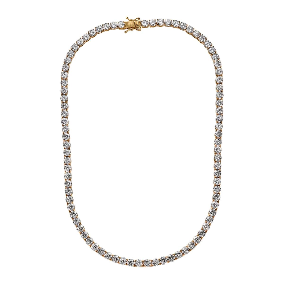 100 Facet Moissanite Tennis Necklace 18 Inches in Vermeil Yellow Gold Over Sterling Silver 35.85 ctw image number 2