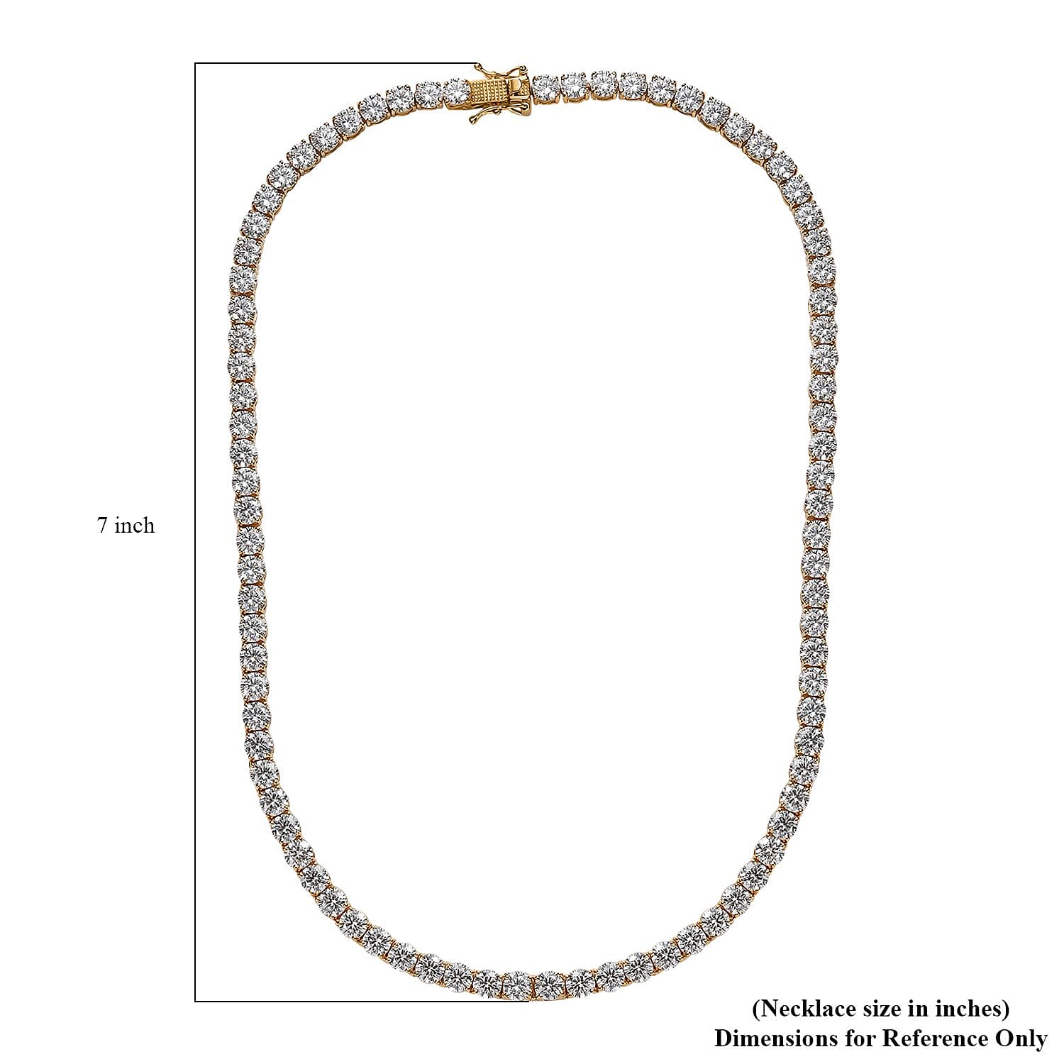 D'Joy 100 Facet Moissanite Tennis Necklace 18 Inches in Vermeil Yellow Gold Over Sterling Silver 35.85 ctw
