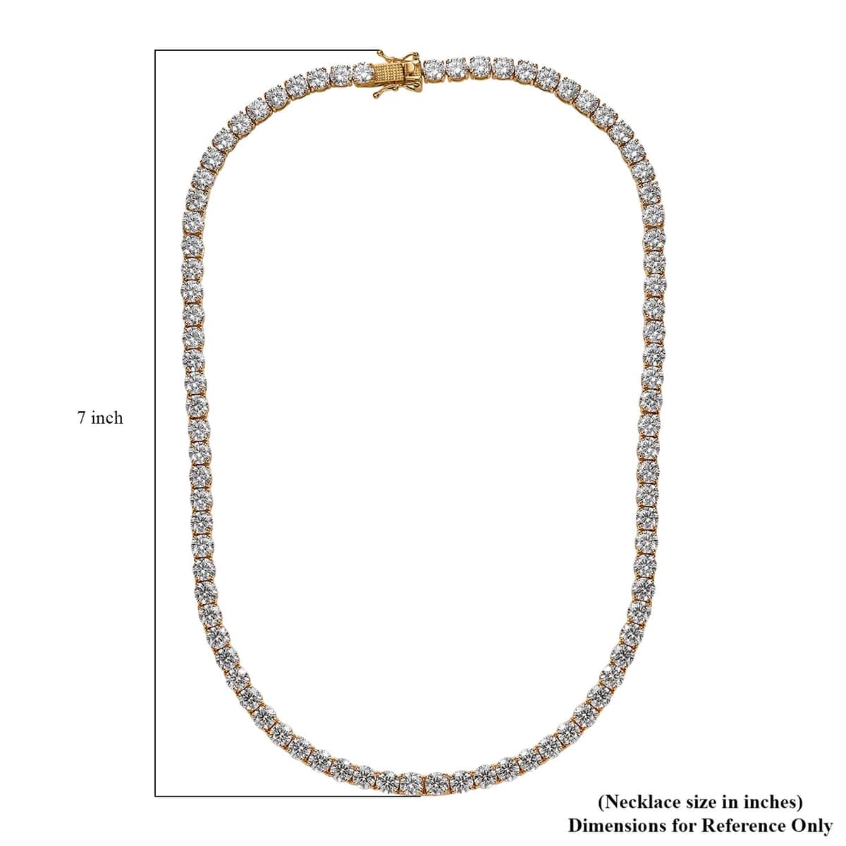 100 Facet Moissanite Tennis Necklace 18 Inches in Vermeil Yellow Gold Over Sterling Silver 35.85 ctw image number 4