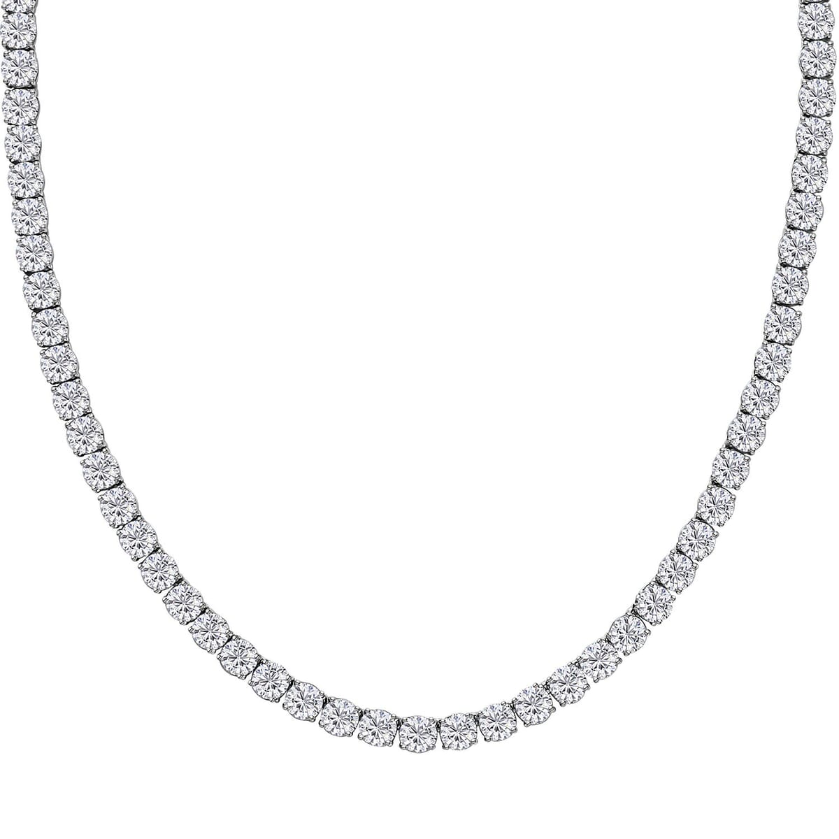 Moissanite Tennis Necklace 18 Inches in Platinum Over Sterling Silver 38.40 ctw image number 0