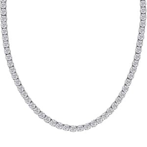 Moissanite Tennis Necklace 18 Inches in Platinum Over Sterling Silver 38.40 ctw