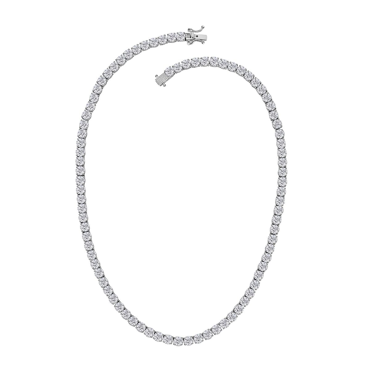 Moissanite Tennis Necklace 18 Inches in Platinum Over Sterling Silver 38.40 ctw image number 3