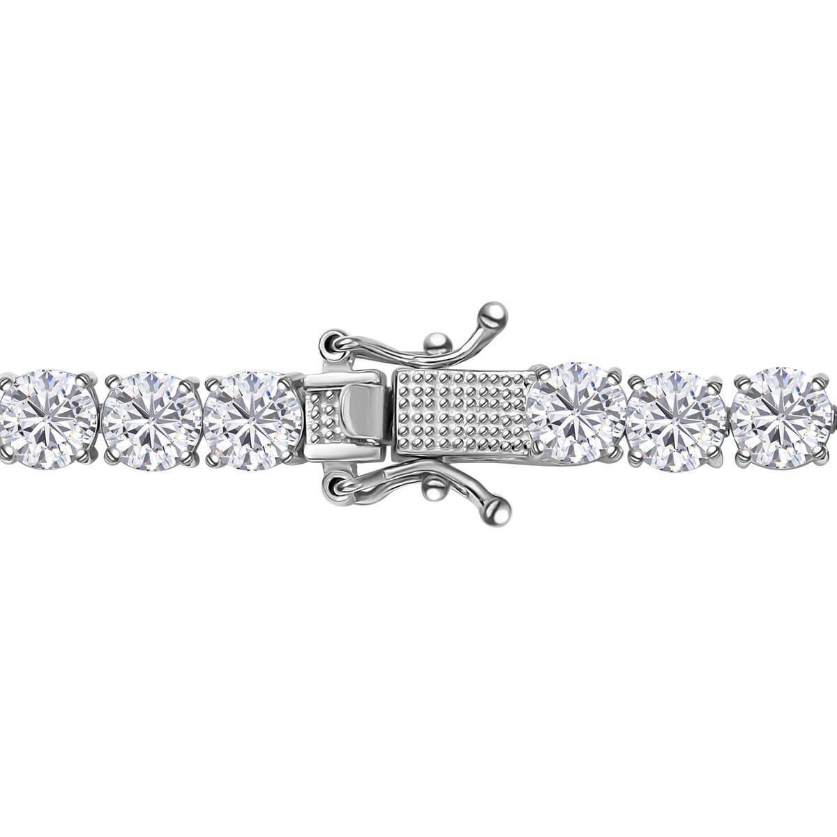 Moissanite Tennis Necklace 18 Inches in Platinum Over Sterling Silver 38.40 ctw image number 4
