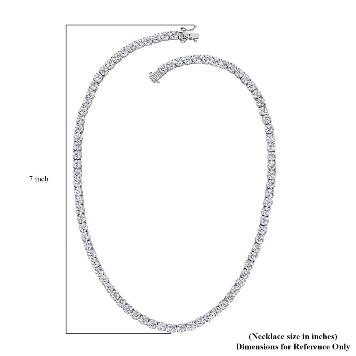 Moissanite Tennis Necklace 18 Inches in Platinum Over Sterling Silver 38.40 ctw image number 5