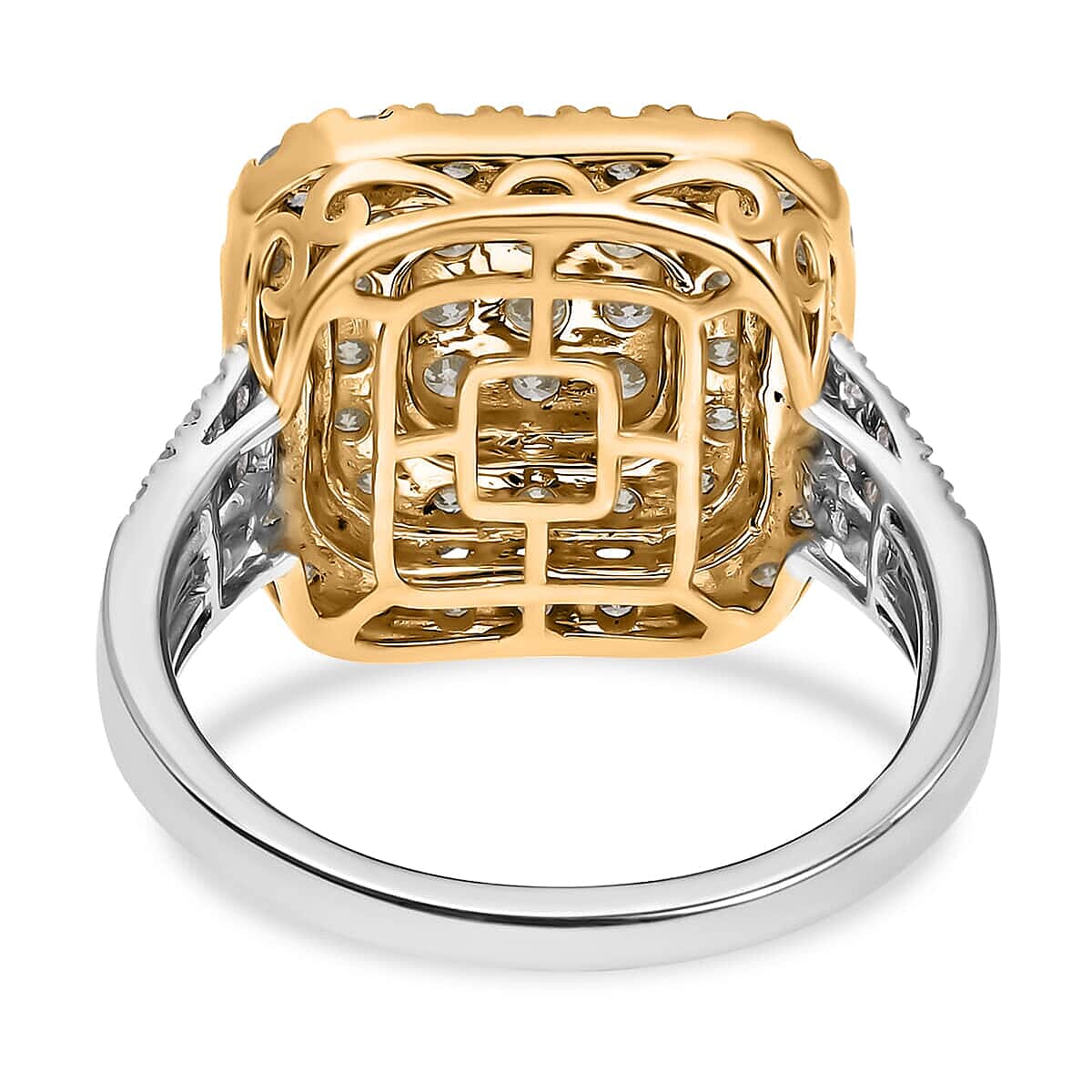 Luxoro 14K White and Yellow Gold Natural Yellow and White Diamond I3 Ring (Size 10.0) 5.30 Grams 2.00 ctw