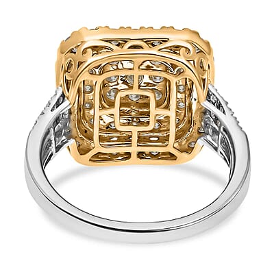 Luxoro 14K White and Yellow Gold Natural Yellow and White Diamond I3 Ring (Size 10.0) 5.30 Grams 2.00 ctw