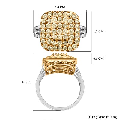 Luxoro 14K White and Yellow Gold Natural Yellow and White Diamond I3 Ring (Size 10.0) 5.30 Grams 2.00 ctw