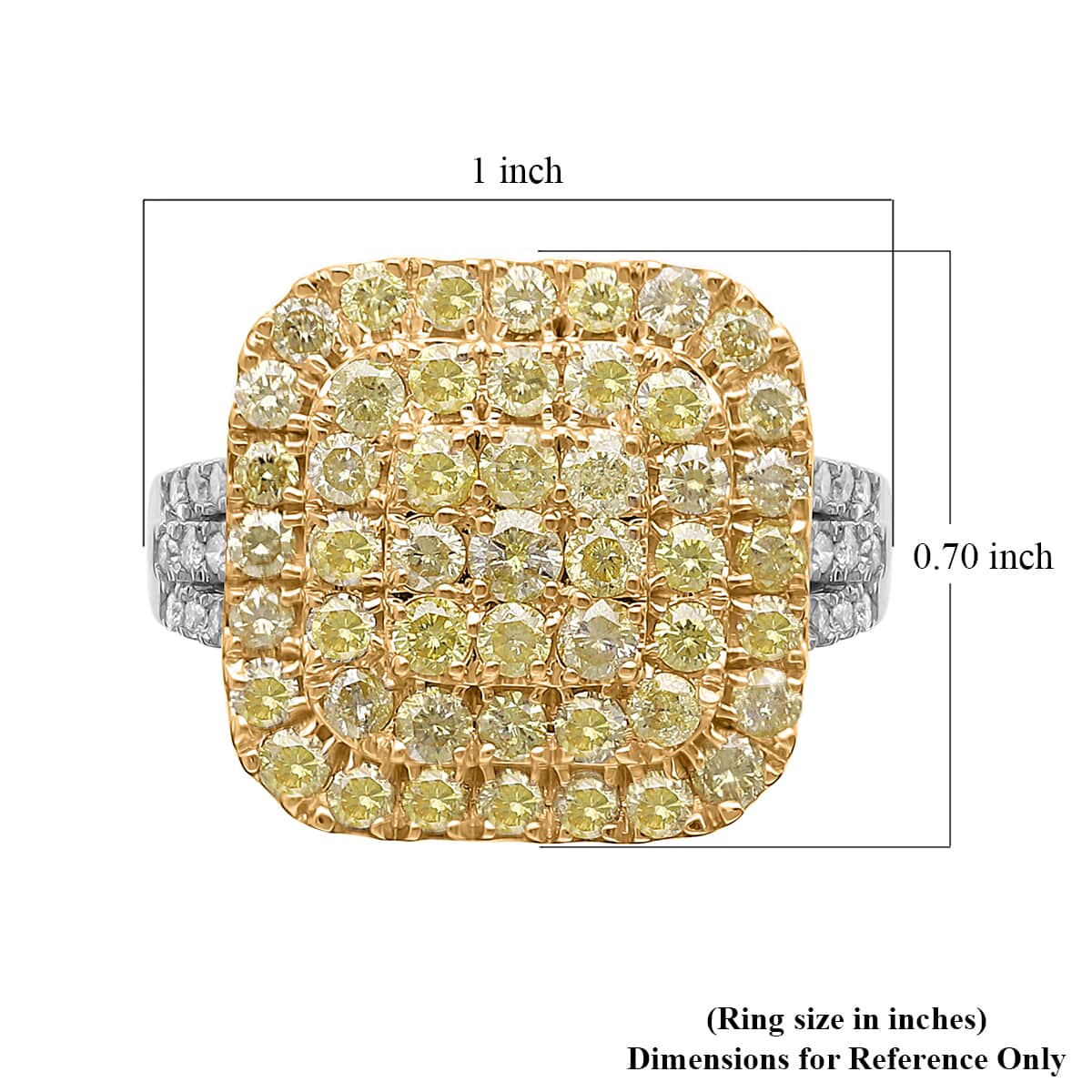 Luxoro 14K White and Yellow Gold Natural Yellow and White Diamond I3 Ring (Size 6.0) 5.30 Grams 2.00 ctw image number 5