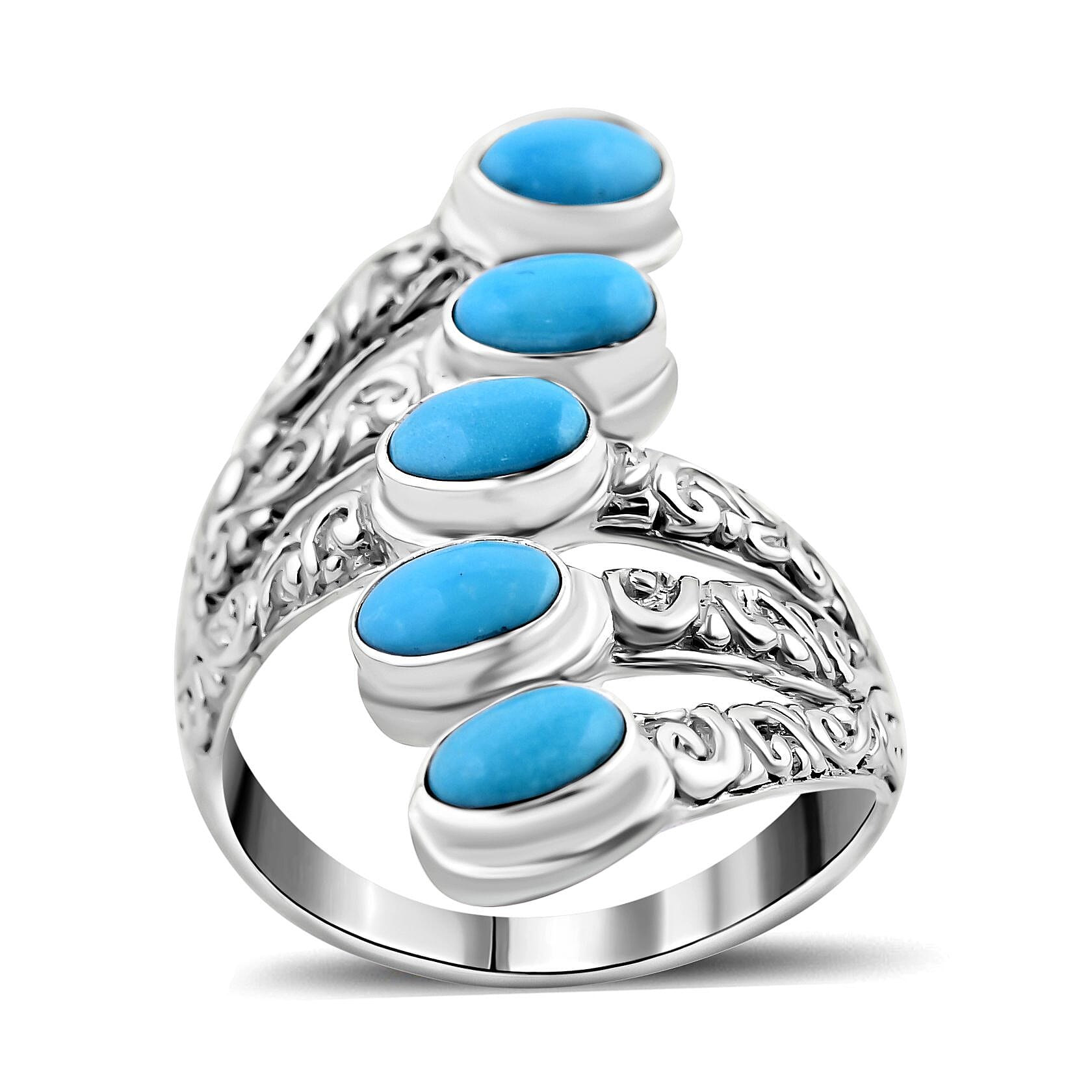 Sleeping Beauty Turquoise 1.50 ctw Ring in Sterling Silver (Size 5.5)