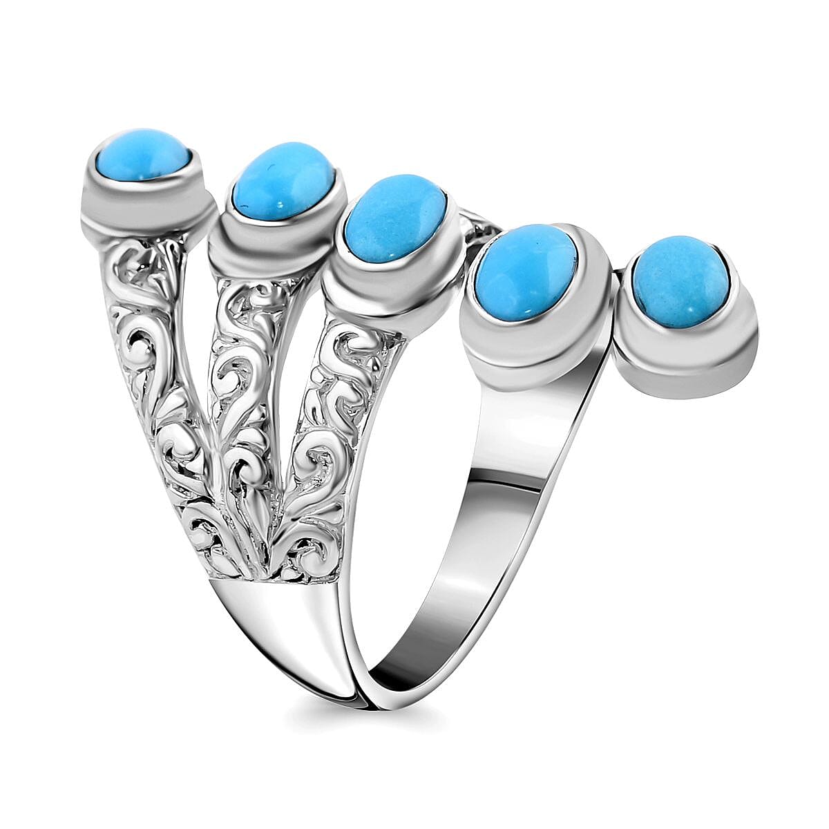 Sleeping Beauty Turquoise 1.50 ctw Ring in Sterling Silver (Size 5.5)