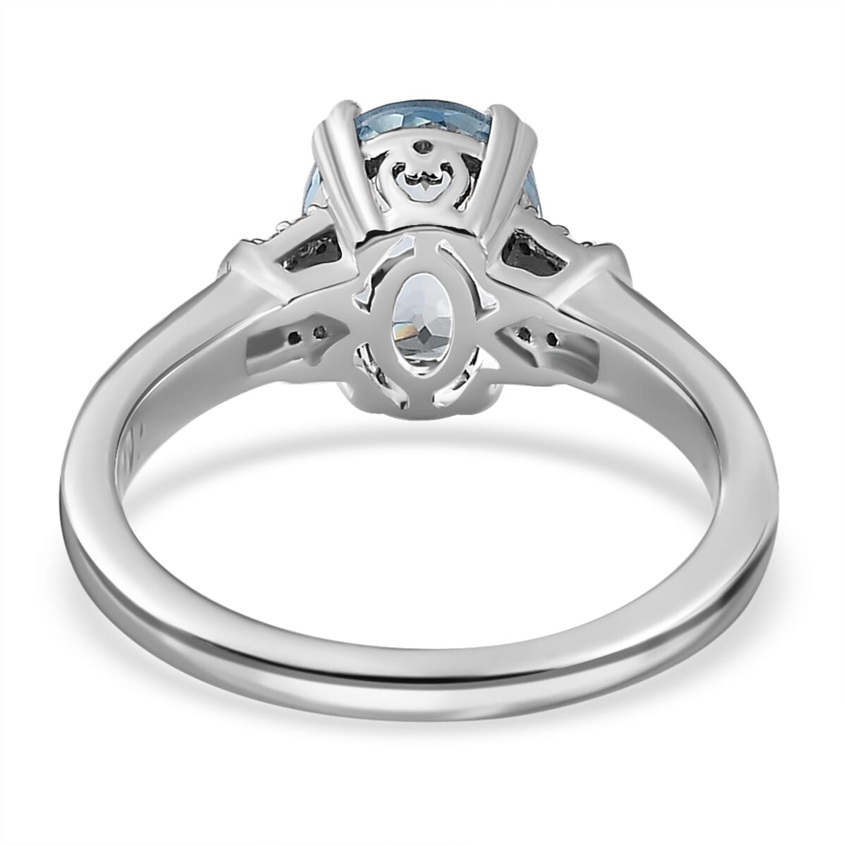 Luxoro 10K White Gold Premium Santa Maria Aquamarine and G-H, I3 Diamond Ring (Size 9.0) 1.80 ctw image number 4