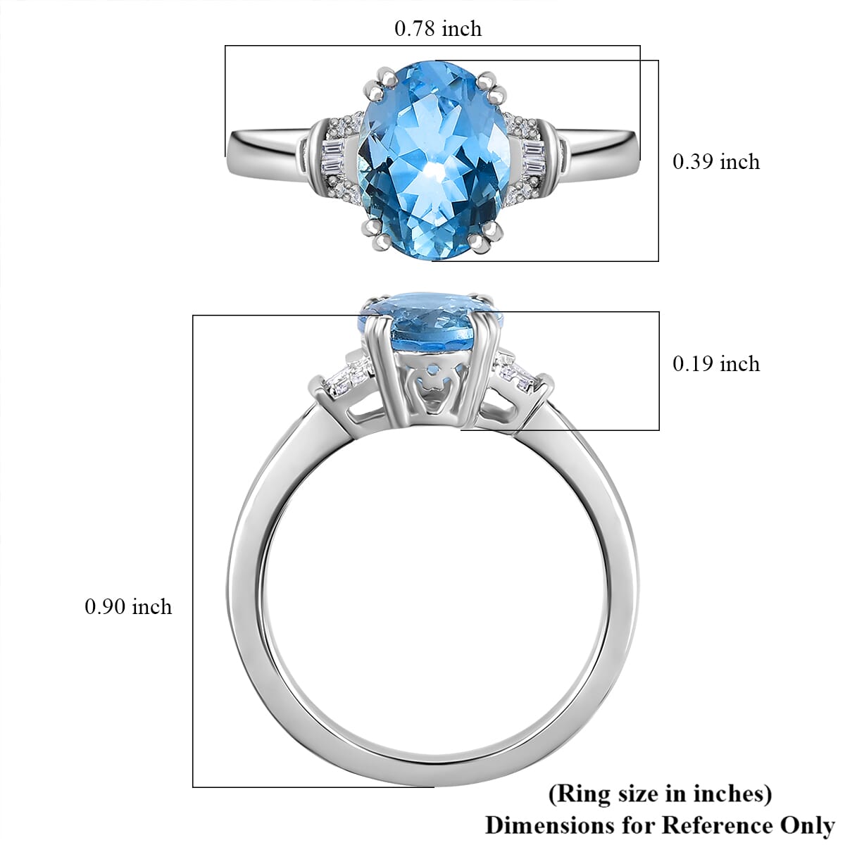 Luxoro 10K White Gold Premium Santa Maria Aquamarine and G-H, I3 Diamond Ring (Size 9.0) 1.80 ctw image number 5