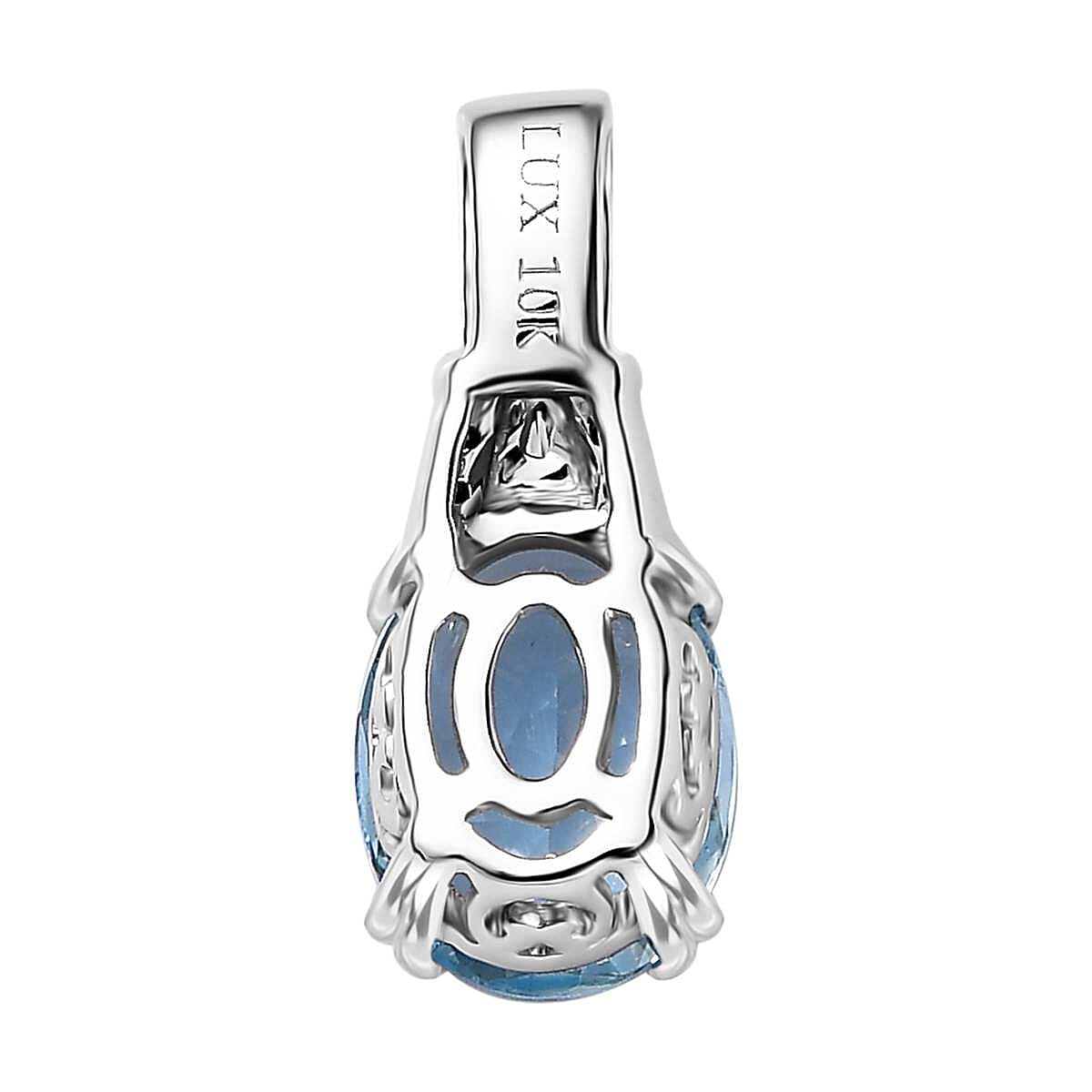 Luxoro 10K White Gold Premium Santa Maria Aquamarine and G-H I3 Diamond Pendant 1.75 ctw