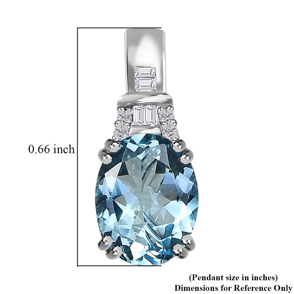 Luxoro 10K White Gold Premium Santa Maria Aquamarine and G-H I3 Diamond Pendant 1.75 ctw