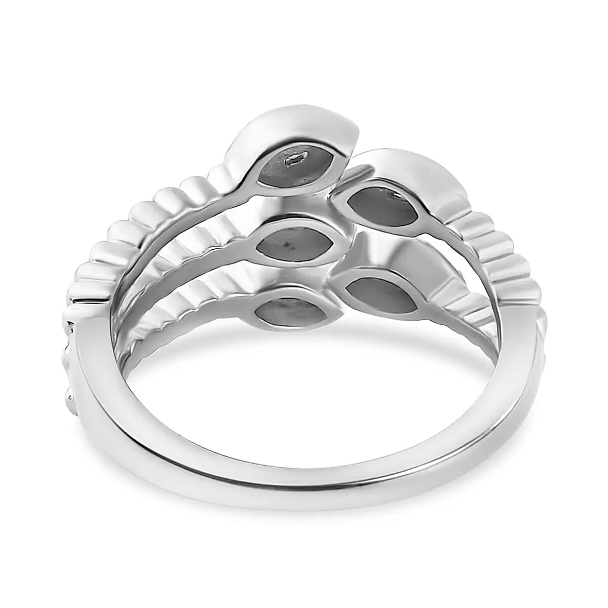 Moissanite 0.25 ctw Snake Inspired Layered Ring in Platinum Over Sterling Silver (Size 7.0) image number 5
