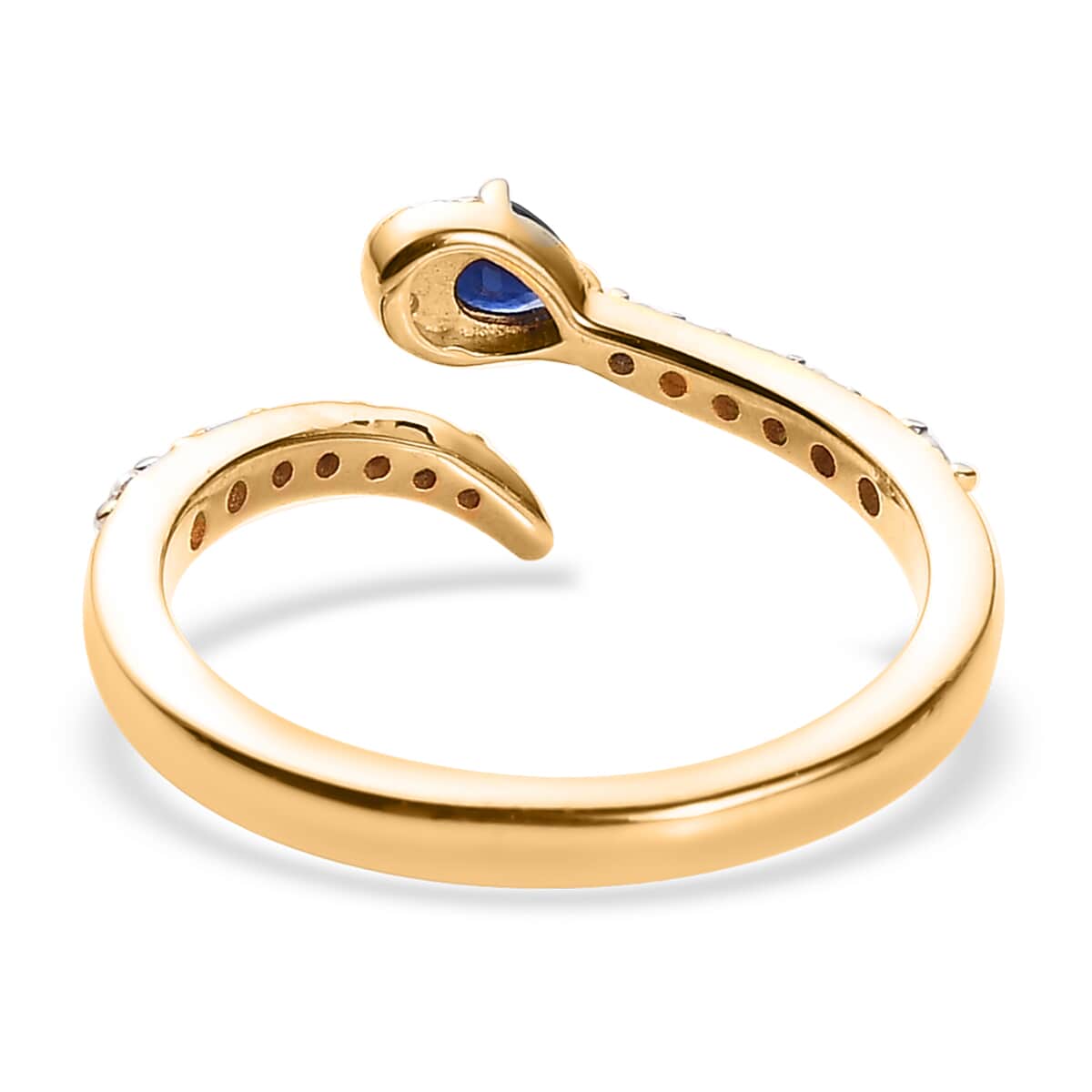 Kanchanaburi Blue Sapphire and Moissanite Snake Open Band Ring in Vermeil Yellow Gold Over Sterling Silver (Size 6.0) 0.40 ctw image number 4