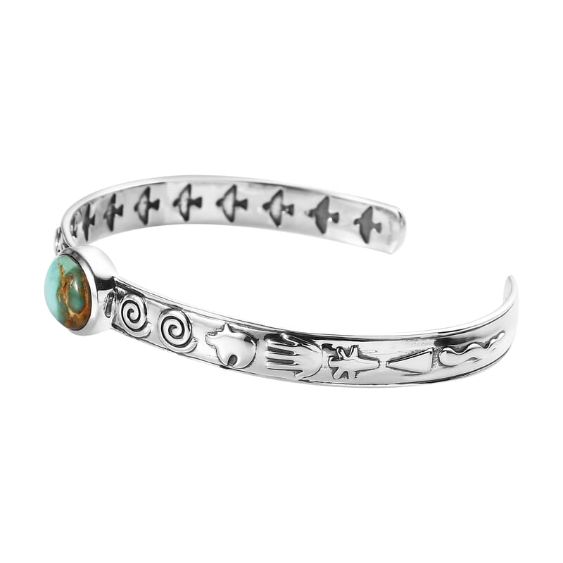 Artisan Crafted Royston Turquoise Cuff Bracelet in Sterling Silver (7.25 In) 4.25 ctw