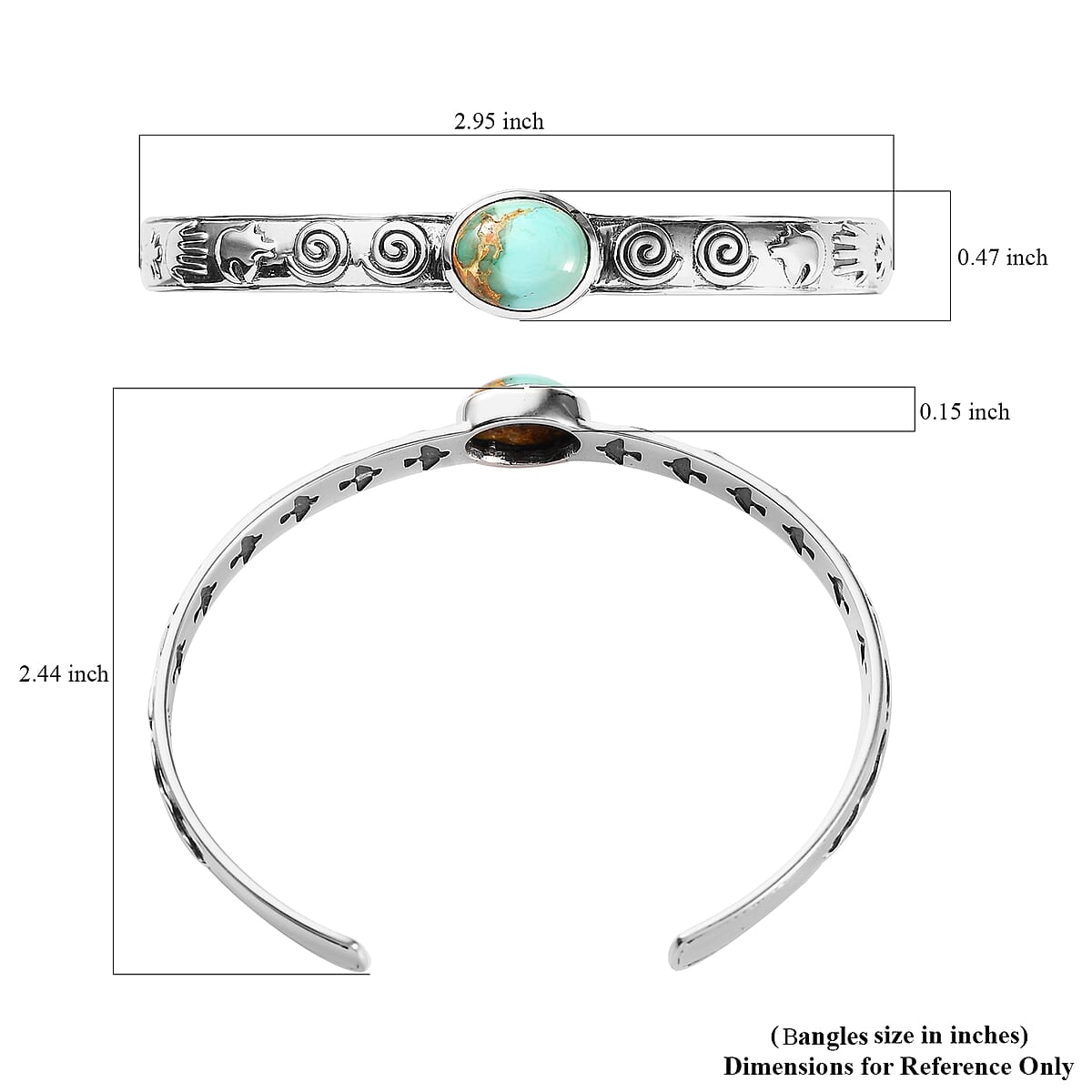 Artisan Crafted Royston Turquoise Cuff Bracelet in Sterling Silver (7.25 In) 4.25 ctw image number 5