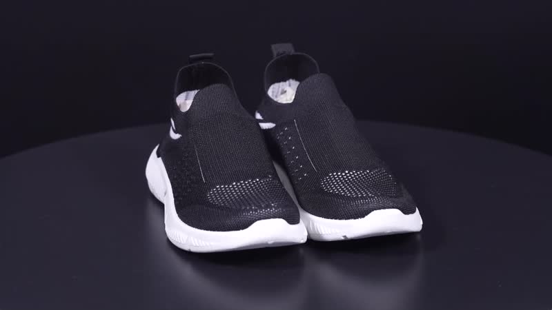 Black Comfortable Knit Vented Trainers Non-Slip PVC Sole Shoe ( 7-7.5 / 39) Women
