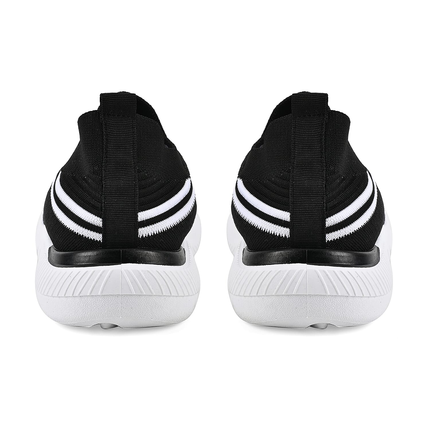 Black Comfortable Lightweight Slip-On Women Trainers Shoes With Breathable Knit Vent Non-Slip PVC Sole, All Day Casual Wear Stylish Sneakers (Size 7-7.5 / 39)