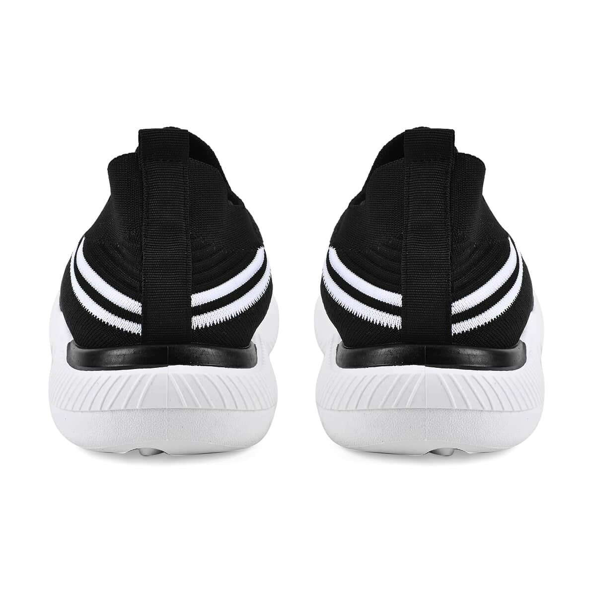 Black Comfortable Lightweight Slip-On Women Trainers Shoes With Breathable Knit Vent Non-Slip PVC Sole, All Day Casual Wear Stylish Sneakers (Size 7-7.5 / 39) image number 3