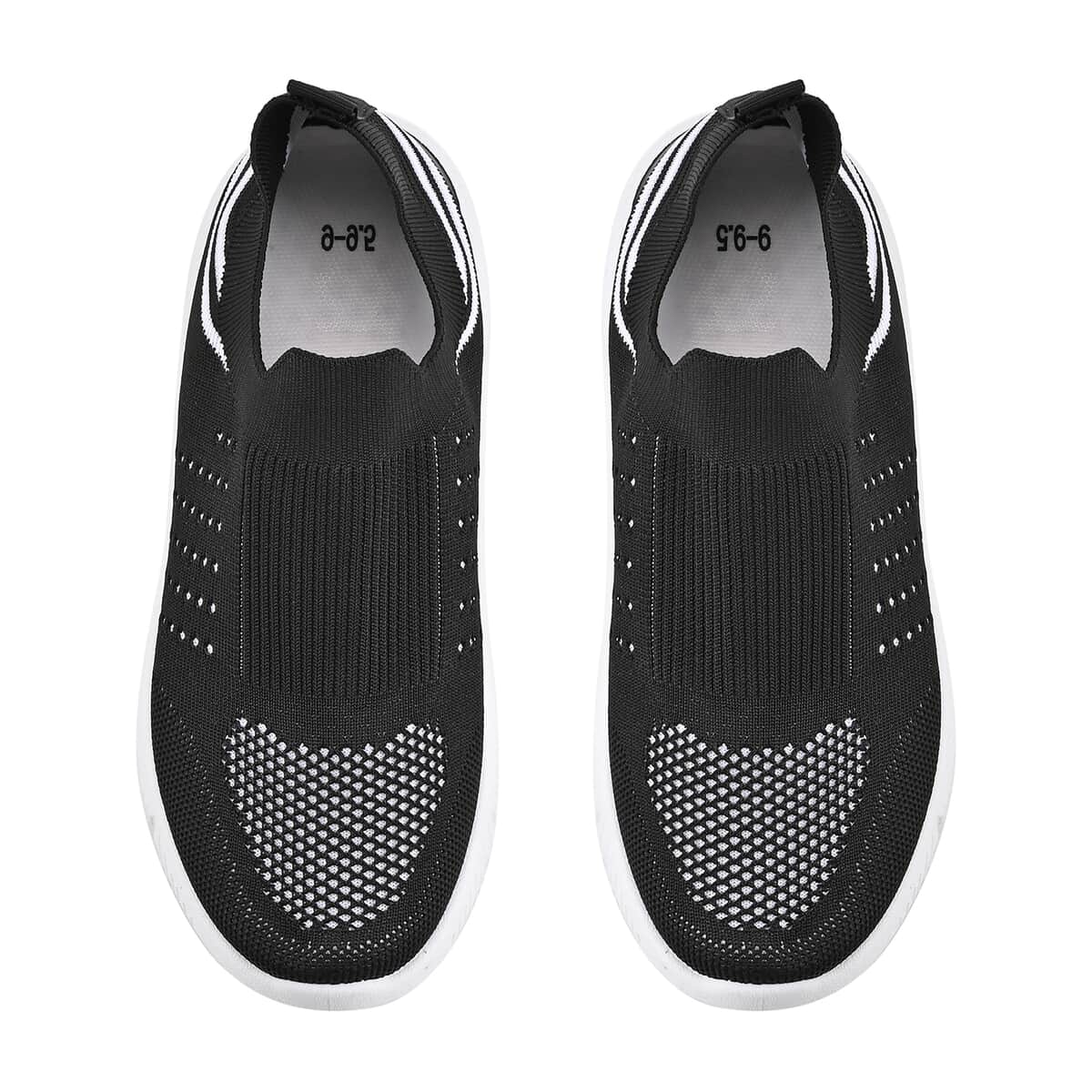 Black Comfortable Lightweight Slip-On Women Trainers Shoes With Breathable Knit Vent Non-Slip PVC Sole, All Day Casual Wear Stylish Sneakers ( 9-9.5 / 41) image number 2