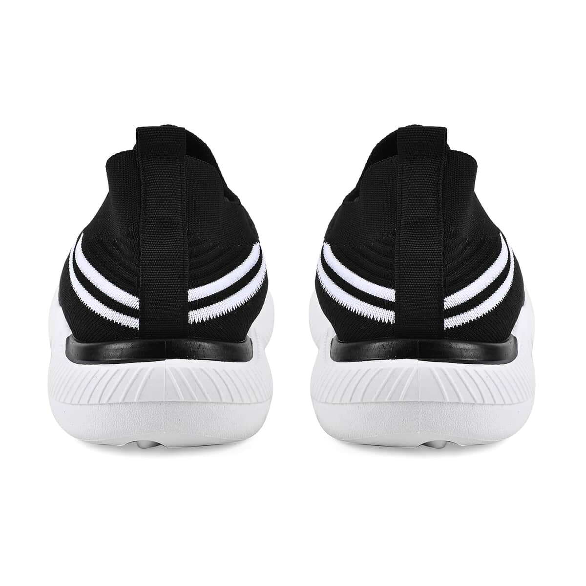 Black Comfortable Lightweight Slip-On Women Trainers Shoes With Breathable Knit Vent Non-Slip PVC Sole, All Day Casual Wear Stylish Sneakers ( 9-9.5 / 41) image number 3