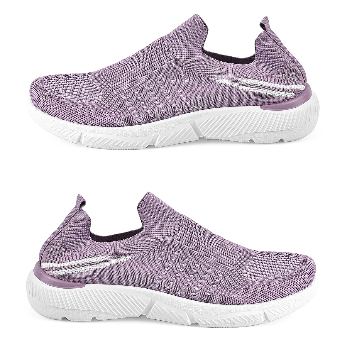 Purple Comfortable Lightweight Slip-On Women Trainers Shoes With Breathable Knit Vent Non-Slip PVC Sole, All Day Casual Wear Stylish Sneakers (8-8.5 / 40) Women image number 1