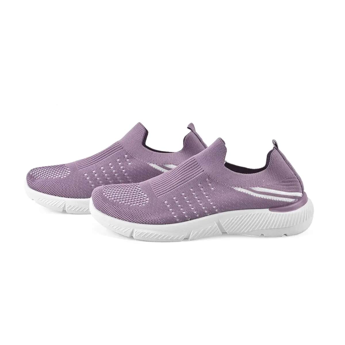 Purple Comfortable Lightweight Slip-On Women Trainers Shoes With Breathable Knit Vent Non-Slip PVC Sole, All Day Casual Wear Stylish Sneakers (9-9.5 / 41) Women image number 0