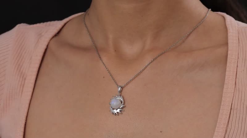 Rainbow Moonstone Fancy Pendant in Platinum Over Sterling Silver 4.65 ctw