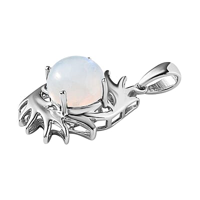 Rainbow Moonstone Fancy Pendant in Platinum Over Sterling Silver 4.65 ctw