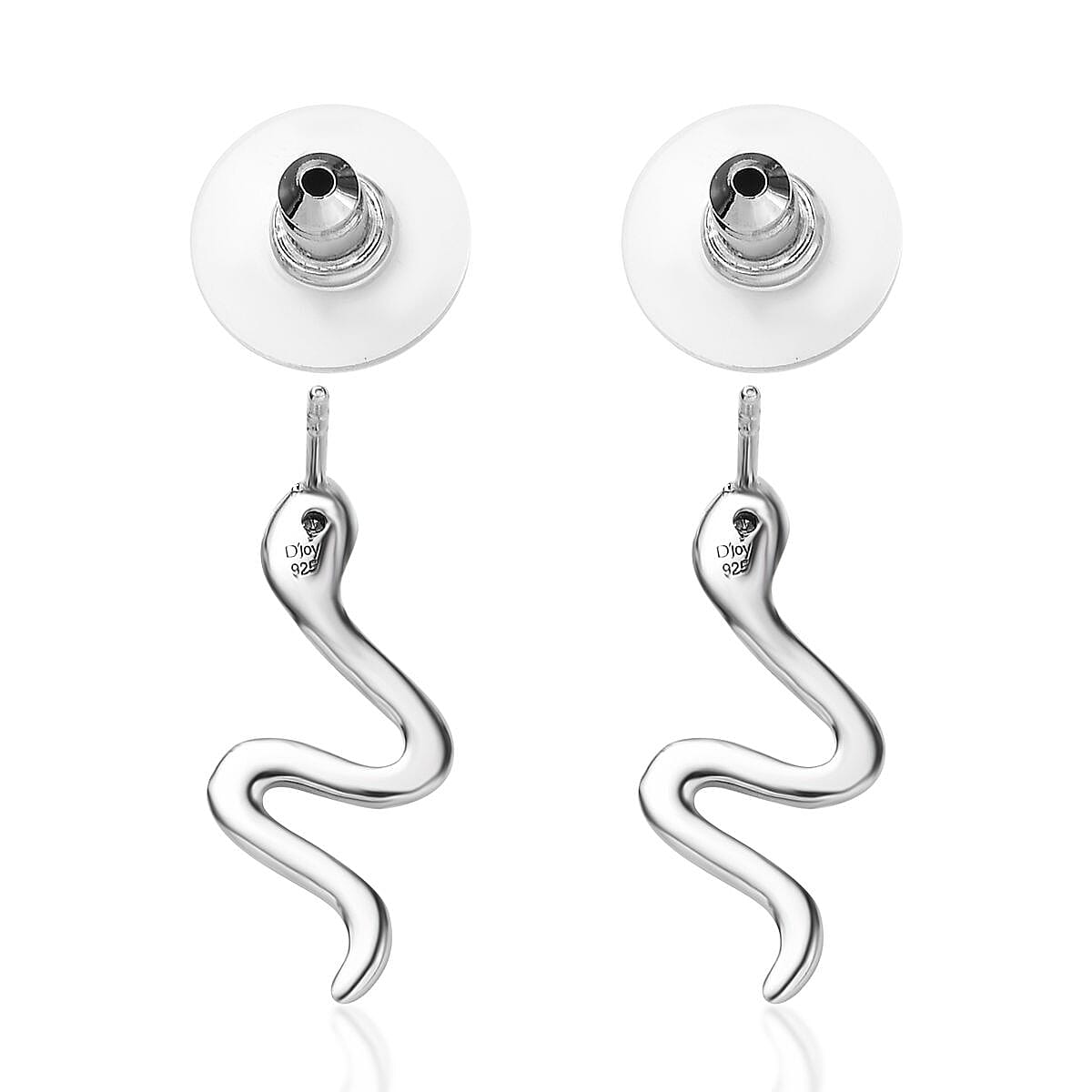 Moissanite Minimalist Snake Stud Earrings in Platinum Over Sterling Silver image number 4
