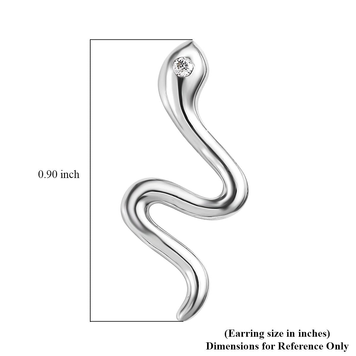 Moissanite Minimalist Snake Stud Earrings in Platinum Over Sterling Silver image number 5