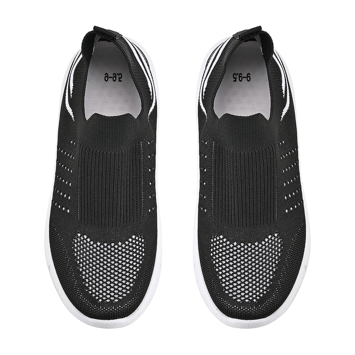 Black Comfortable Lightweight Slip-On Women Trainers Shoes With Breathable Knit Vent Non-Slip PVC Sole, All Day Casual Wear Stylish Sneakers (10-10.5 / 40) image number 2