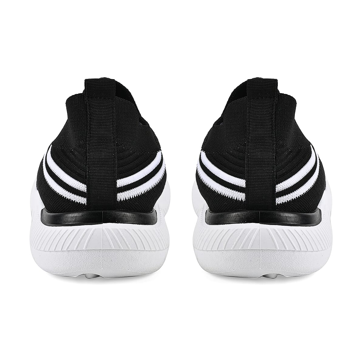 Black Comfortable Lightweight Slip-On Women Trainers Shoes With Breathable Knit Vent Non-Slip PVC Sole, All Day Casual Wear Stylish Sneakers (10-10.5 / 40) image number 3