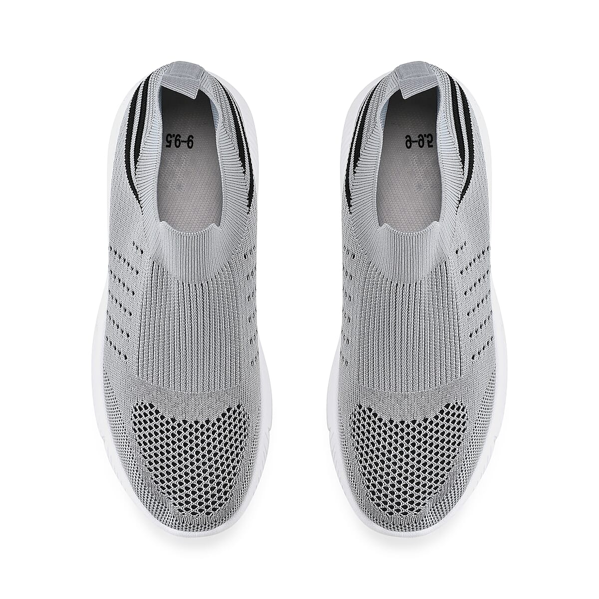 Gray Comfortable Lightweight Slip-On Women Trainers Shoes With Breathable Knit Vent Non-Slip PVC Sole, All Day Casual Wear Stylish Sneakers (10-10.5 / 40) image number 2