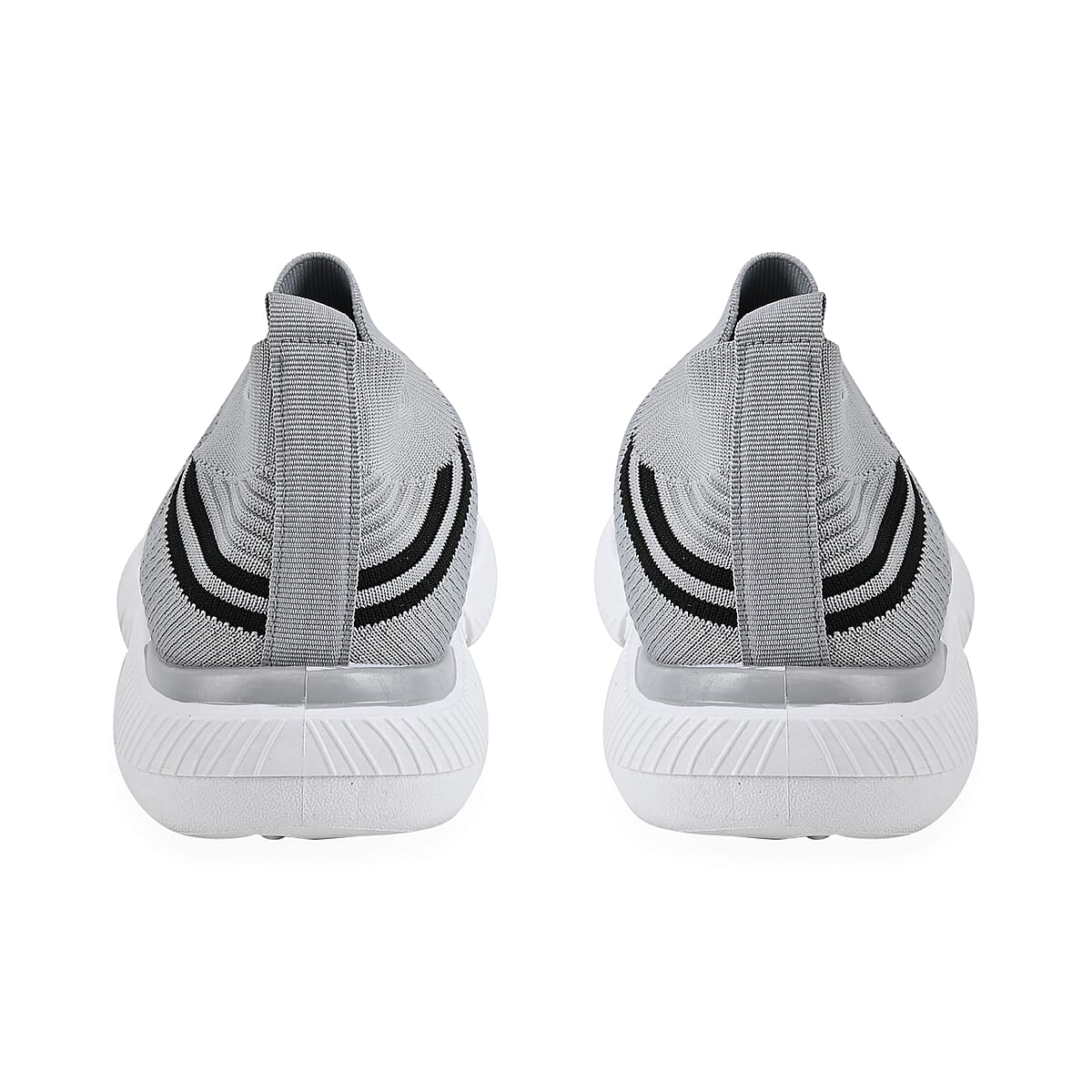 Gray Comfortable Lightweight Slip-On Women Trainers Shoes With Breathable Knit Vent Non-Slip PVC Sole, All Day Casual Wear Stylish Sneakers (10-10.5 / 40) image number 3