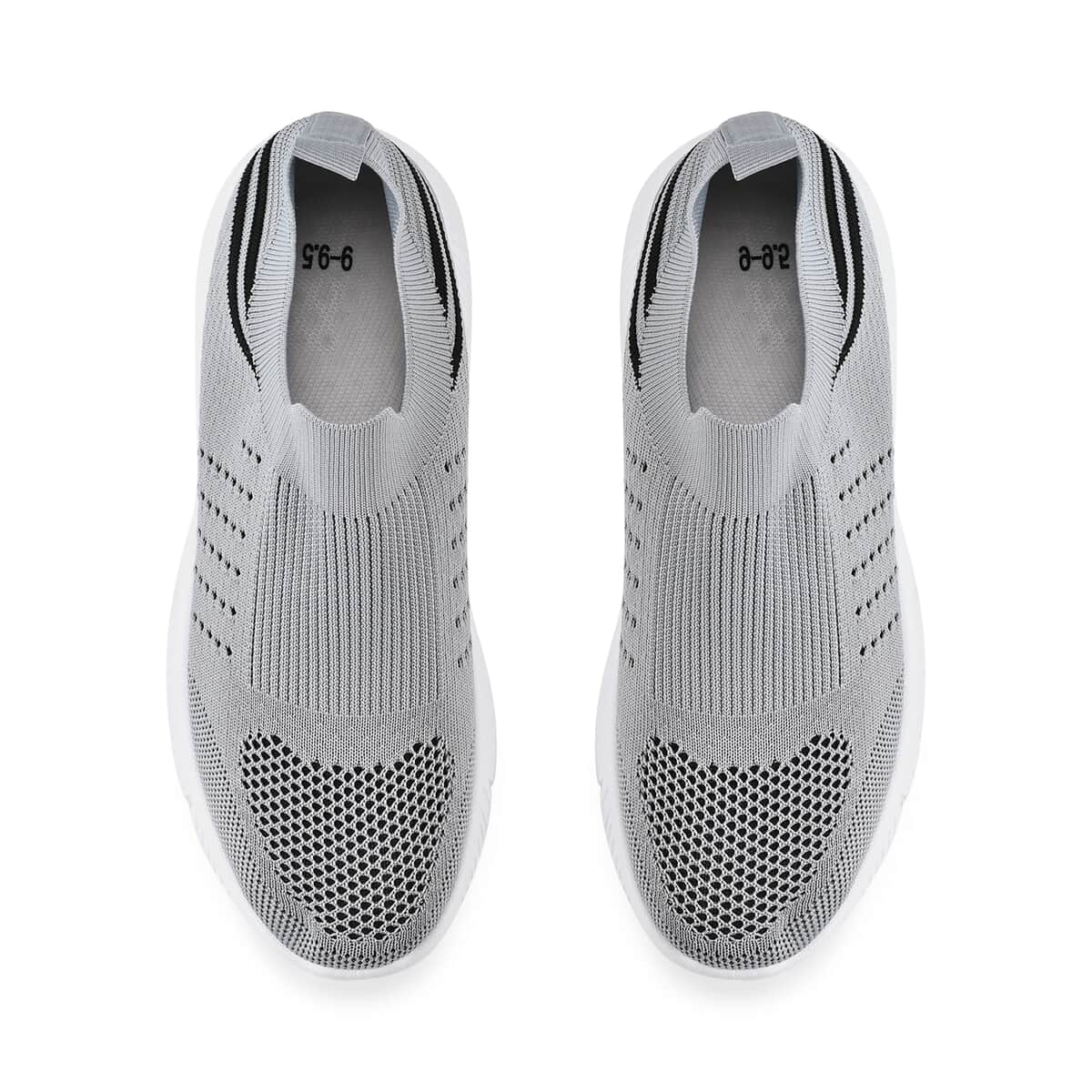 Gray Comfortable Lightweight Slip-On Women Trainers Shoes With Breathable Knit Vent Non-Slip PVC Sole, All Day Casual Wear Stylish Sneakers (11-11.5 / 41) image number 2