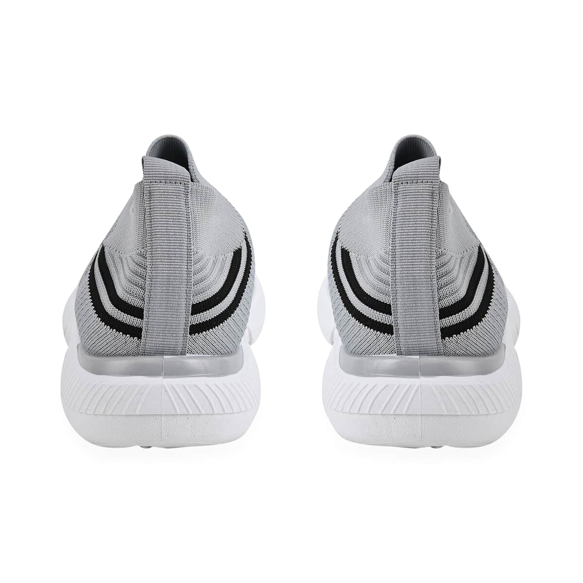 Gray Comfortable Lightweight Slip-On Women Trainers Shoes With Breathable Knit Vent Non-Slip PVC Sole, All Day Casual Wear Stylish Sneakers (11-11.5 / 41) image number 3