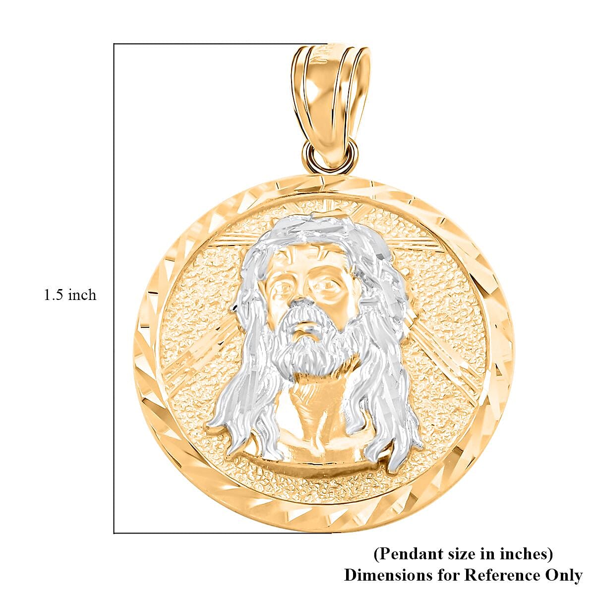 Made in America 10K Yellow and White Gold Jesus Medallion Pendant 3.80 Grams image number 4